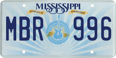 MS license plate MBR996