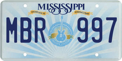 MS license plate MBR997