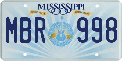 MS license plate MBR998