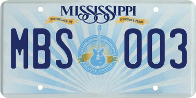 MS license plate MBS003