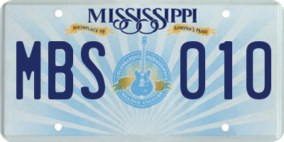 MS license plate MBS010
