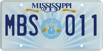 MS license plate MBS011