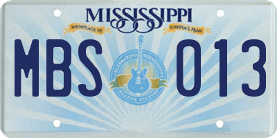 MS license plate MBS013