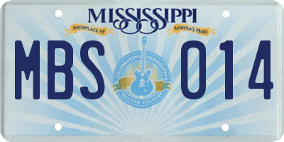 MS license plate MBS014