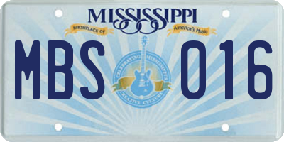 MS license plate MBS016