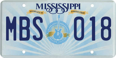 MS license plate MBS018