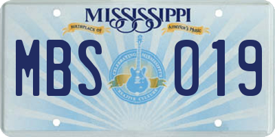 MS license plate MBS019