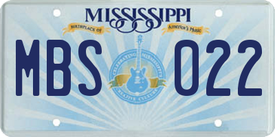 MS license plate MBS022