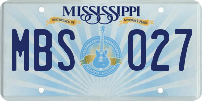 MS license plate MBS027