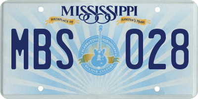MS license plate MBS028