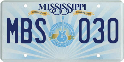 MS license plate MBS030
