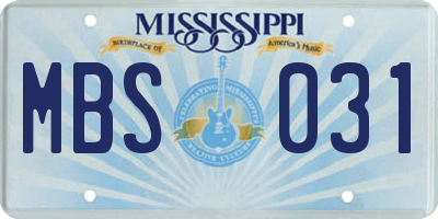 MS license plate MBS031