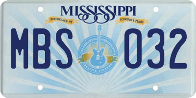 MS license plate MBS032