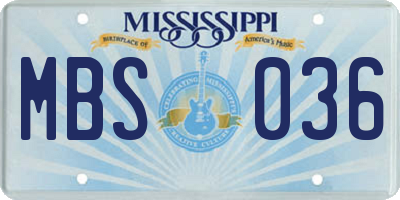 MS license plate MBS036