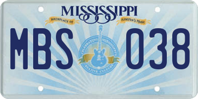 MS license plate MBS038