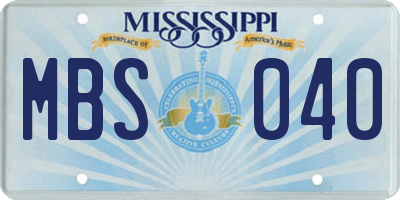 MS license plate MBS040