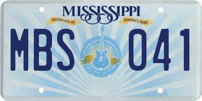 MS license plate MBS041