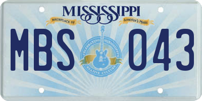 MS license plate MBS043