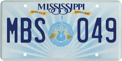 MS license plate MBS049