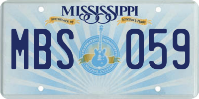 MS license plate MBS059