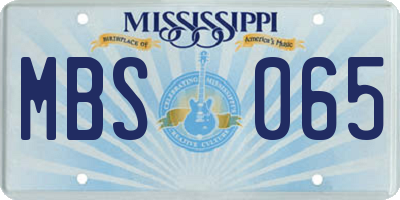 MS license plate MBS065