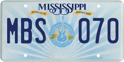 MS license plate MBS070