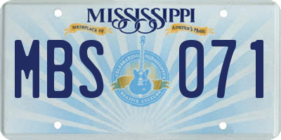 MS license plate MBS071