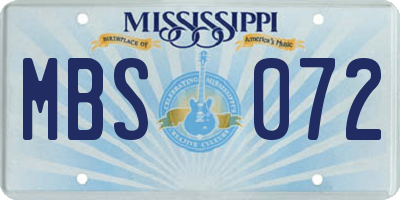 MS license plate MBS072