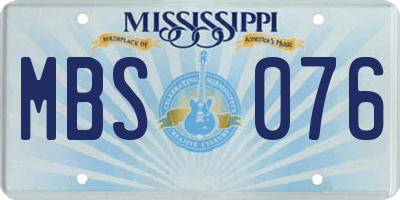 MS license plate MBS076