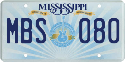 MS license plate MBS080