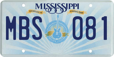 MS license plate MBS081