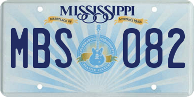 MS license plate MBS082
