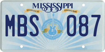 MS license plate MBS087