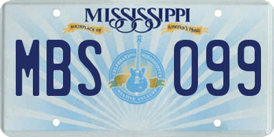 MS license plate MBS099