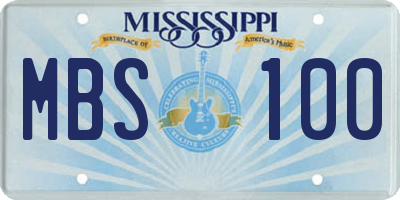 MS license plate MBS100