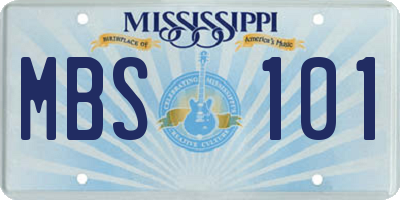 MS license plate MBS101