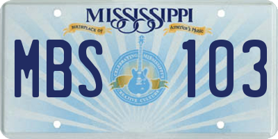 MS license plate MBS103