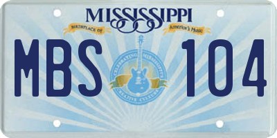 MS license plate MBS104