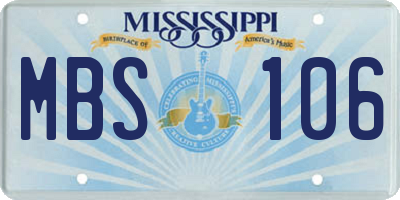MS license plate MBS106