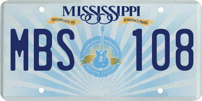 MS license plate MBS108