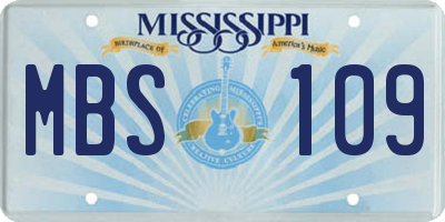 MS license plate MBS109