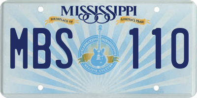 MS license plate MBS110