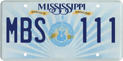 MS license plate MBS111