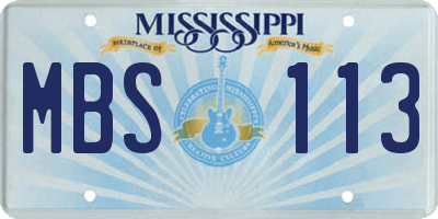 MS license plate MBS113