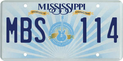 MS license plate MBS114