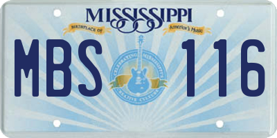 MS license plate MBS116