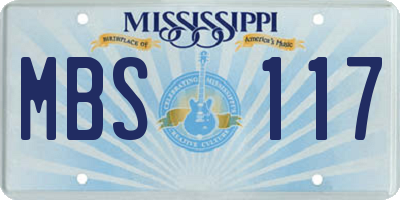 MS license plate MBS117