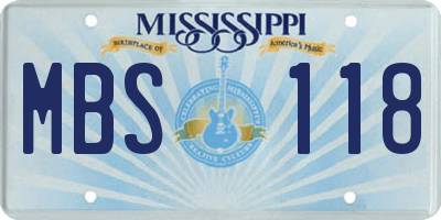 MS license plate MBS118