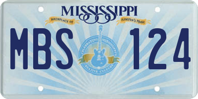 MS license plate MBS124