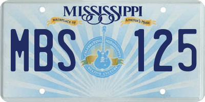 MS license plate MBS125